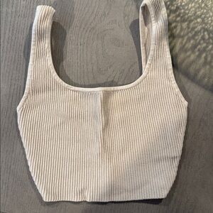 Babaton Cream Ribbed Top